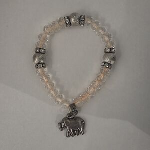Silver & Clear Beads Elephant Bracelet
